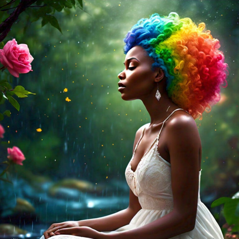 colourful hair in nature