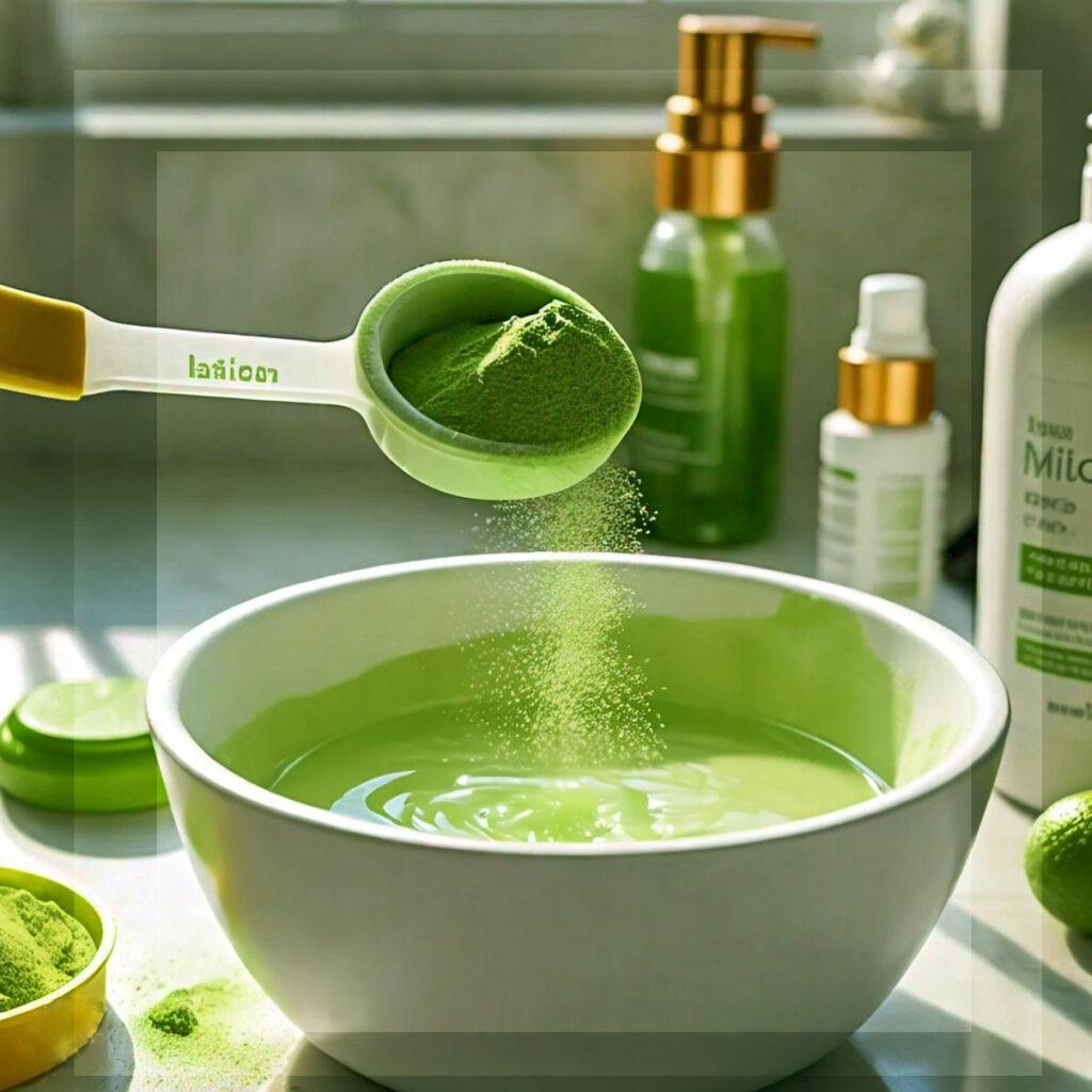 mixing colour powder in a bowl